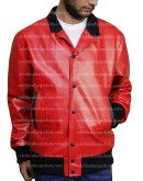 Nick Jonas Red Bomber Leather Jacket
