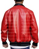 Nick Jonas Red Bomber Leather Jacket