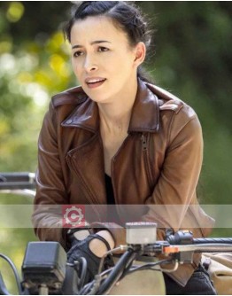 The Walking Dead Christian Serratos Brown Leather Jacket