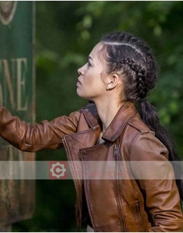 The Walking Dead Christian Serratos Brown Leather Jacket