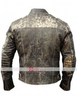 Mens Antique Retro Biker Distressed Leather Jacket