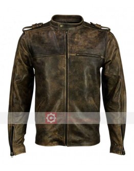 Vintage Brown Distressed Motorcycle Leather Jacket