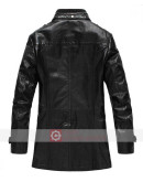 Men's Black Leather Pea Coat
