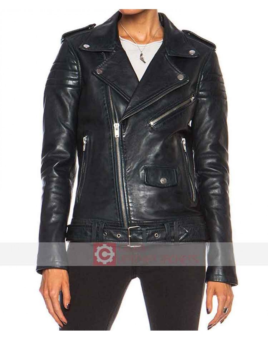 Leather Lifestyle Womens Lambskin Leather Bomber Biker Motorcycle Stylish Black Jacket #WJ10