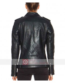 Womens Black Fashion Biker Leather Jacket