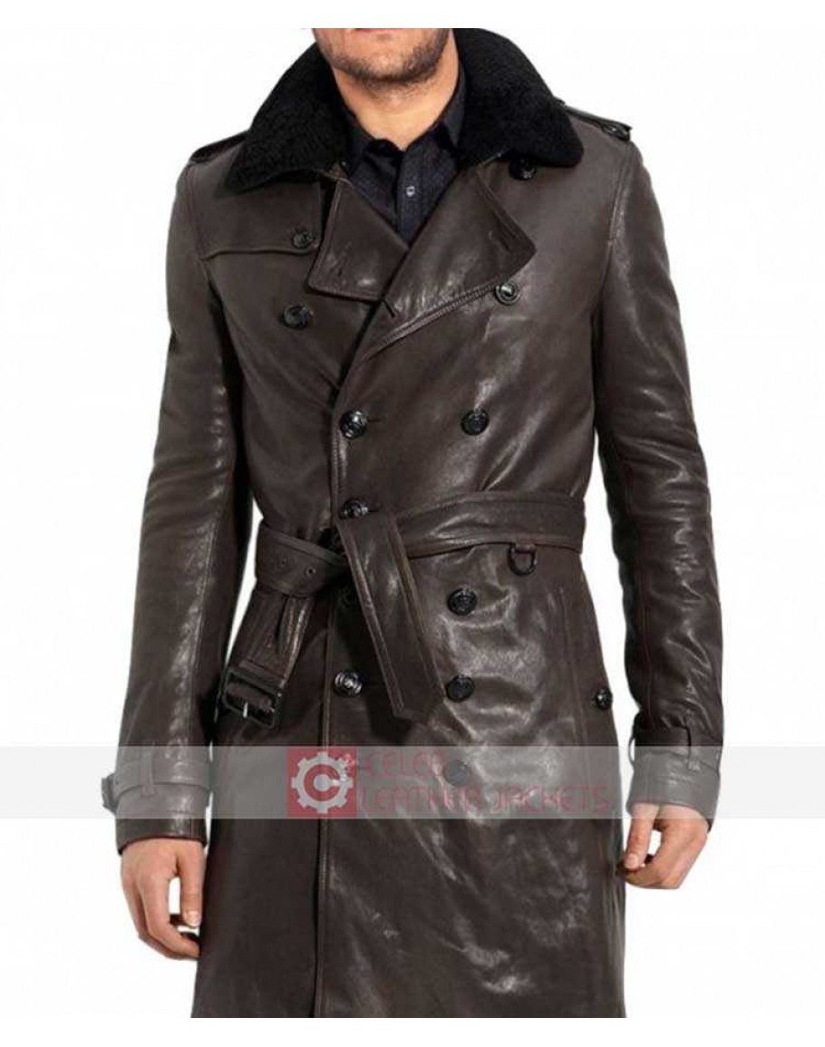 NM Fashions German Leather Coat WW2 Military Officer Uniform Trenchcoat for Men