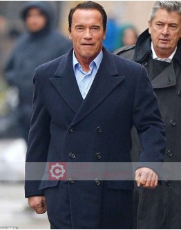 Arnold Schwarzenegger Navy Blue Trench Coat