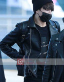 BTS Jungkook Black Biker Leather Jacket