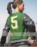 PUBG Green Varsity Bomber Costume Leather Jacket PUBG Green Varsity Bomber Costume Leather Jacket