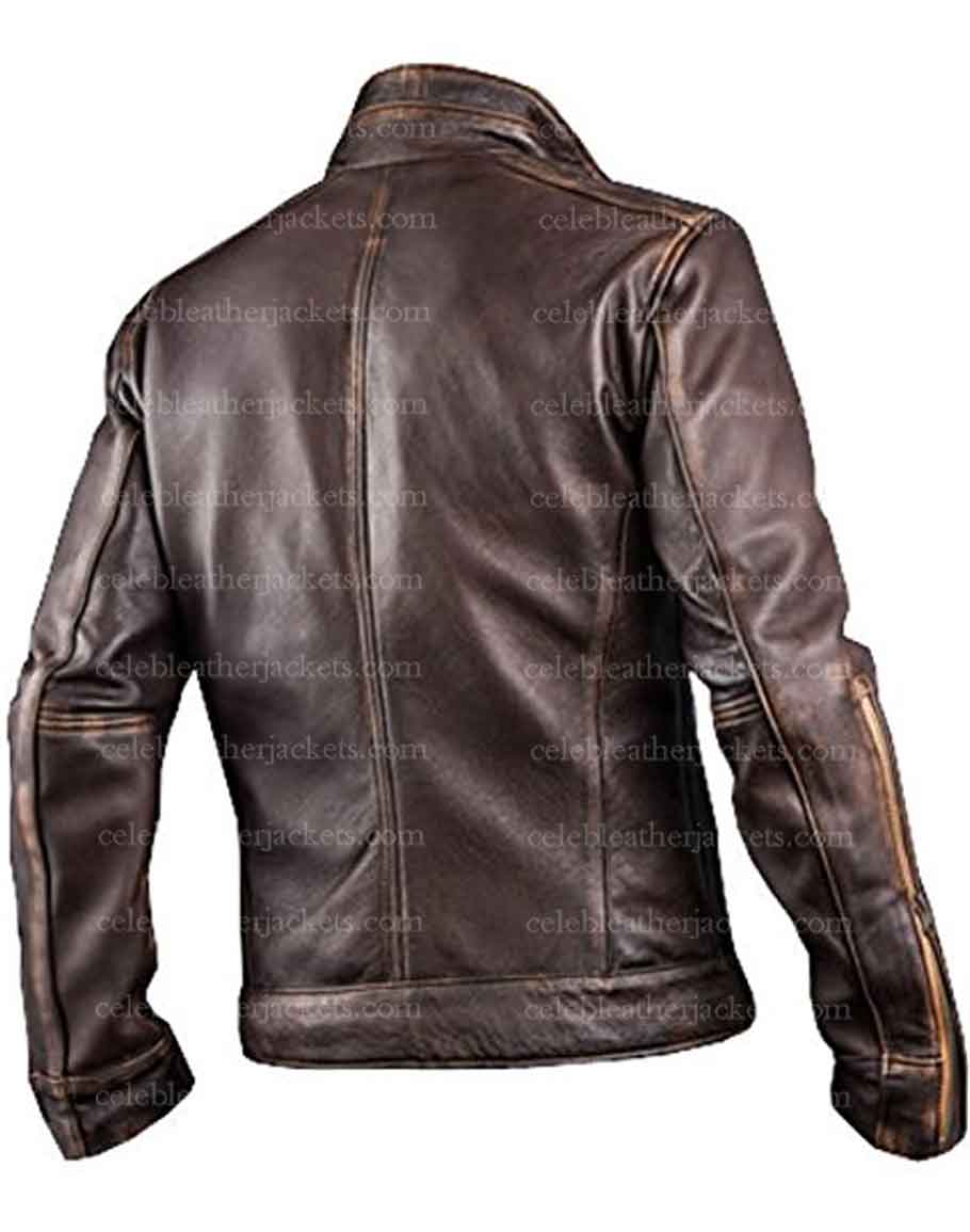 X-Men Motorcycle Leather Jacket | Dark Brown Cafe Racer Jacket