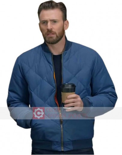 Super Bowl Chris Evans Blue Bomber Jacket