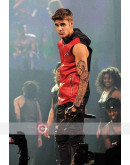 Justin Bieber Red And Black Leather Costume