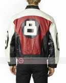 8 Ball Red & White Bomber Leather Jacket