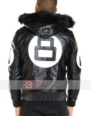 8 Ball Black & White Bomber Leather Jacket