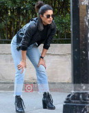 Priyanka Chopra Leather Jacket With Fur Collar