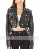 218W Perfecto Cropped Black Leather Jacket