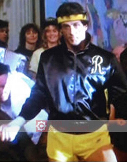 Rocky 3 Rocky Balboa (Sylvester Stallone) Black Satin Jacket
