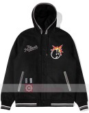 The Hundreds Letterman Black and Red Bomber Wool Coat