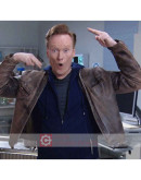 Conan O'Brien Brown Leather Jacket