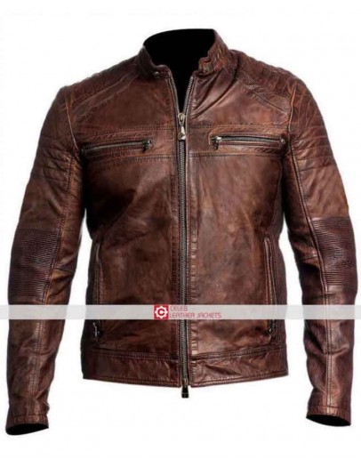 Cafe Racer Brown Biker Motorcycle Vintage Leather Jacket
