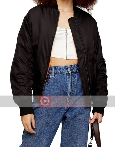 Ted Lasso Juno Temple (Keeley Jones) Black Bomber Jacket