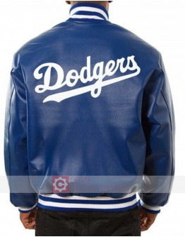 Dodgers La  Men's Bomber Leather Blue Jacket
