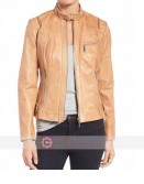 Moto Women's Tan Brown Leather Jacket