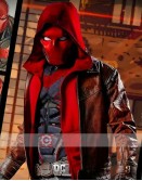 Titans Curran Walters Leather Jacket with Red Hoodie