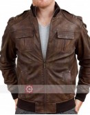 Vintage Waxed Men's Leather Bomber Jacket