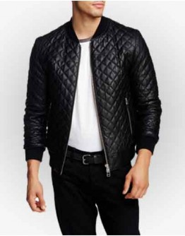 Men’s  Black Bomber Leather Jacket