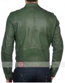 Casual Wear Men's  Green Leather Motorcycle Jacket