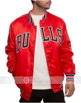 CHICAGO MEN'S BULLS RED SATIN JACKET