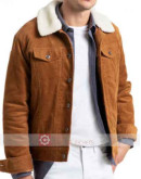 Men's Brown Corduroy Faux Shearling  Jacket