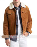 Men's Brown Corduroy Faux Shearling  Jacket
