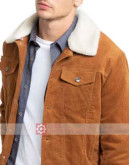 Men's Brown Corduroy Faux Shearling  Jacket
