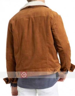 Men's Brown Corduroy Faux Shearling  Jacket