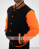 Varsity Men's Black and Orange Jacket Varsity Men's Black and Orange Jacket