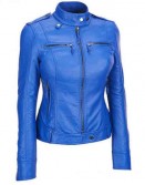 Motorcycle Women's Elegant Blue Jacket