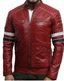 Slim Fit Quilted Men's Biker Red Jacket