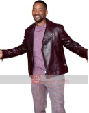 Bad Boys for Life Premier Will Smith Maroon Leather Jacket