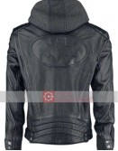 Dark Knight Batman Black Leather Hoodie Jacket