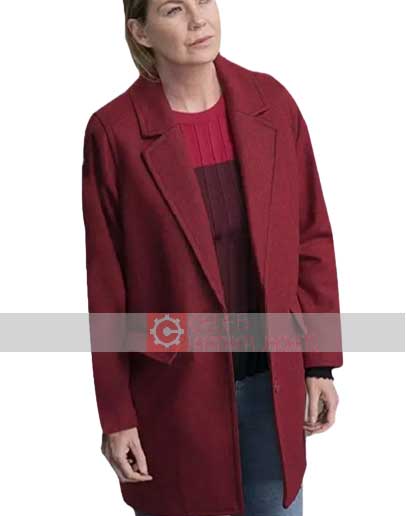 Grey's Anatomy (Meredith Grey) Ellen Pompeo Maroon Wool Coat