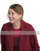 Grey's Anatomy (Meredith Grey) Ellen Pompeo Maroon Wool Coat