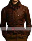 The King’s man Harris Dickinson (Conrad Oxford) Brown Leather Coat