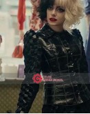 Cruella 2021 Emma Stone (Estella) Black Leather Jacket