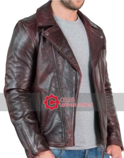 Men's Cross Zip Leather Jacket 