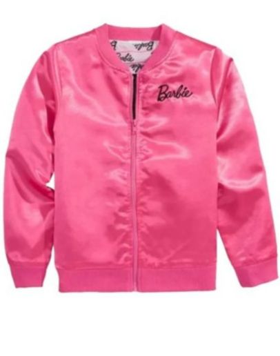 Barbie 2023 Pink Satin Bomber Jacket
