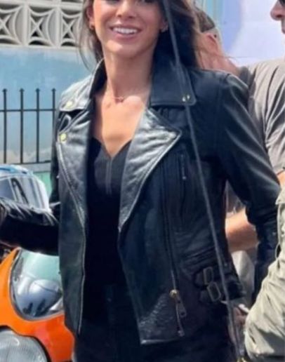 Blue Beetle 2023 Bruna Marquezine Leather Jacket