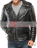 Mens Black Padded Motorcycle Jacket
