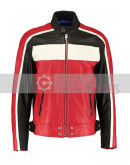Men's Black Red And White Striped Jacket